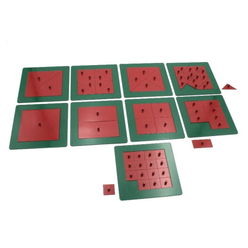 Carrés métalliques pour les fractions Montessori