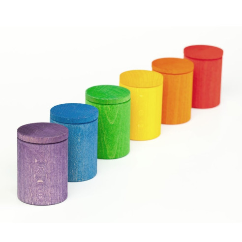 6 pots avec couvercles arc-en-ciel Grapat