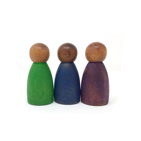 3 Nins en bois foncé couleurs froides Grapat