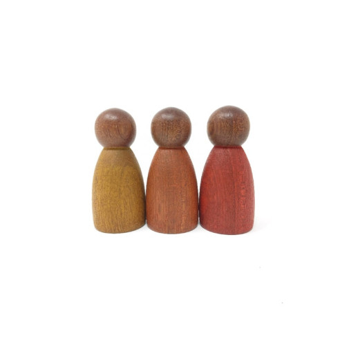 3 Nins en bois foncé couleurs chaudes Grapat