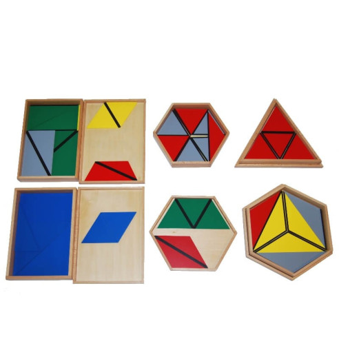 Triangles constructeurs (5 boites) Montessori