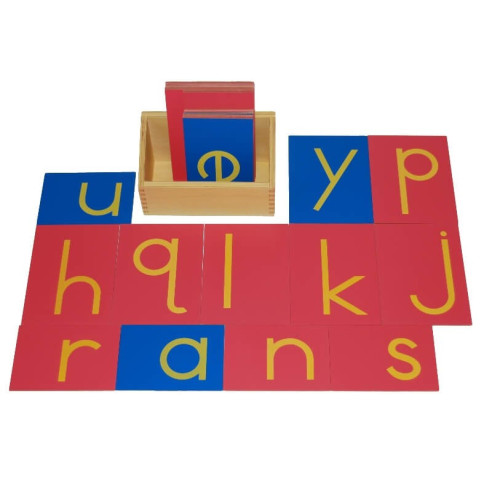 Lettres rugueuses script avec boite Montessori